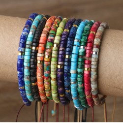 Spacer Beads Beaded Weave Bracelet Women's Natural Stone Adjustable Bracelet