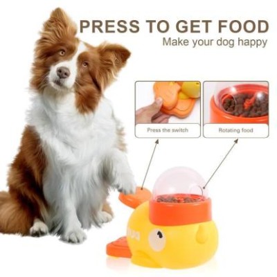 Dog & Cat Puzzle Feeder Interactive Pet Food Treat Dispenser Cartoon Duck Design Anti-slip Pets Automatic Feeder Toys For Dog Training Pet Products