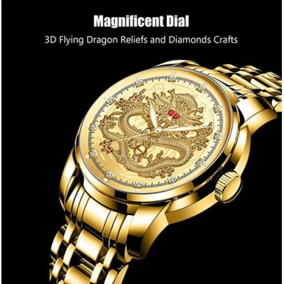 Business Gift Waterproof Gold plated Stainless Steel Men's Diamond Quartz Watch Classic