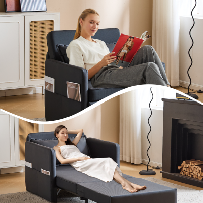 Adult Sleeper Chair Bed, 3-in-1 Convertible Sofa Chair Bed Pull-out Sofa Bed, Convenient Folding Tray Table With USB And Type-C Charging Ports For Living Room