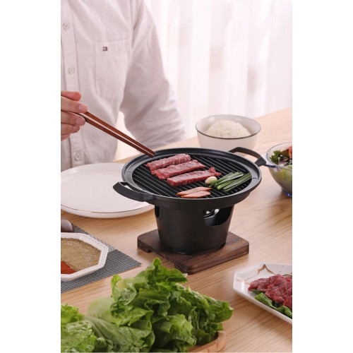 Mini BBQ Grill Alcohol Stove Home Smokeless Barbecue Grill Outdoor BBQ Plate Roasting Meat Tools