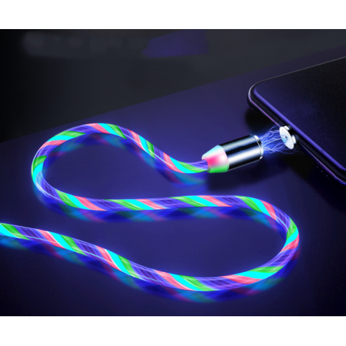 Compatible with Apple, Flowing Ligh Magnetic Streamer Data Line Cable for Iphone Android Typec
