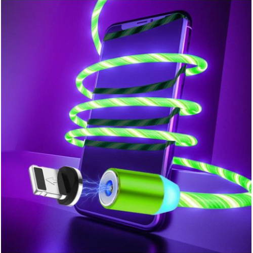 Compatible with Apple, Flowing Ligh Magnetic Streamer Data Line Cable for Iphone Android Typec