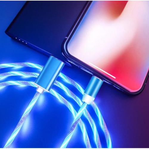 Compatible with Apple, Flowing Ligh Magnetic Streamer Data Line Cable for Iphone Android Typec