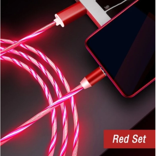 Compatible with Apple, Flowing Ligh Magnetic Streamer Data Line Cable for Iphone Android Typec